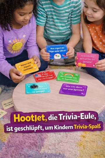 Kids holding colorful Hootlet quiz cards